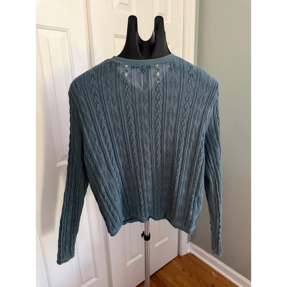 Laura Ashley Womens Blue Cardigan Sweater Cottagecore Feminine Size 12